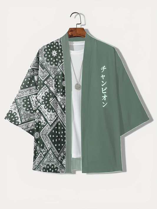 2023 Summer New Men's Japanese Letter Graphic and Paisley Print Sleeveless Shirt