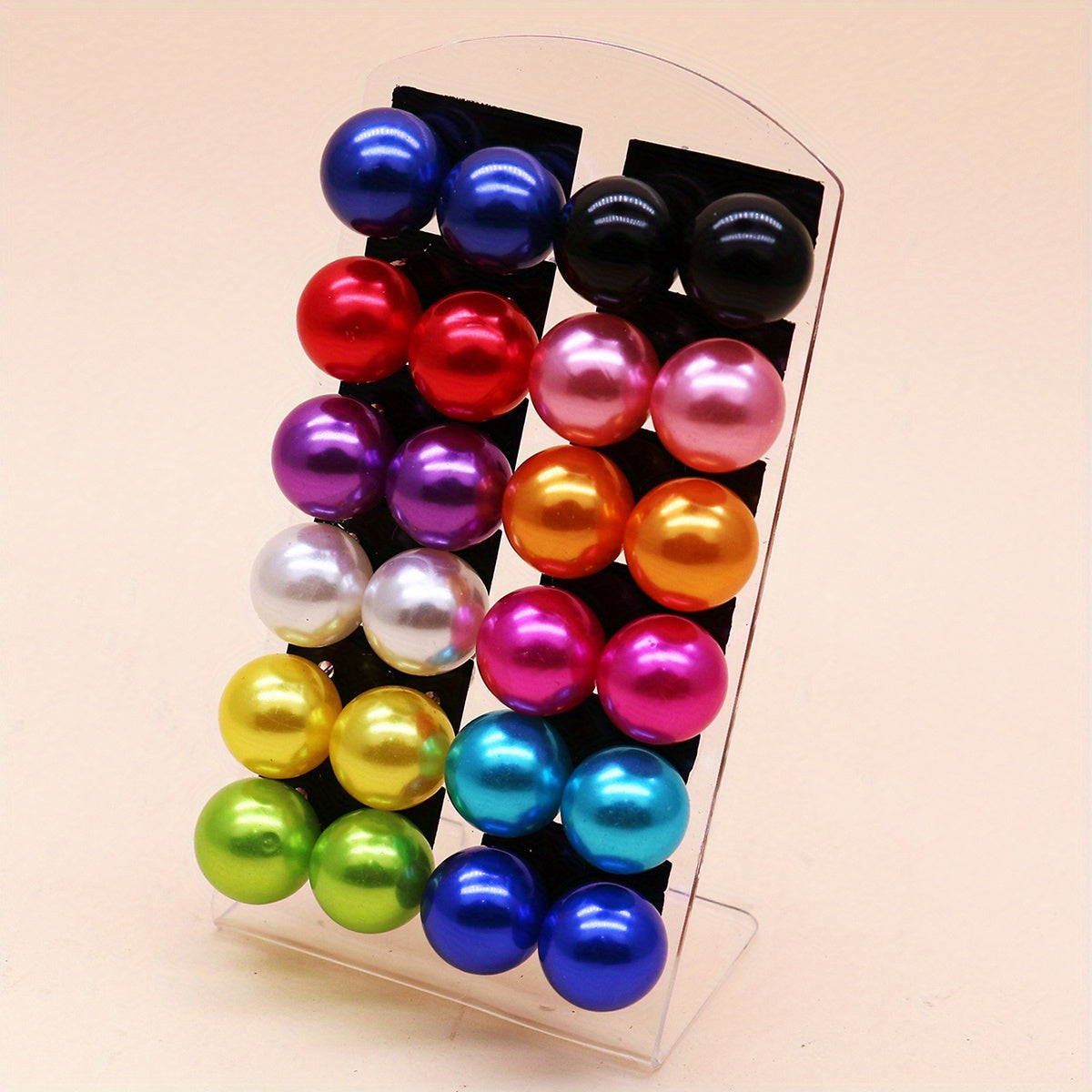 [Elegant Pearl Earrings] 12 Pairs Colorful Faux Pearl Elegant Stud Earrings | Resin Jewelry Minimalist Style Trendy Female Gift Daily Casual