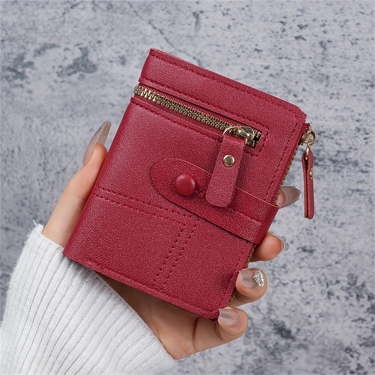 New Women'S Short Two-Fold Coin Purse for Storing Bank Cards, Credit Cards, And Multiple Card Slots with a Zipper Wallet