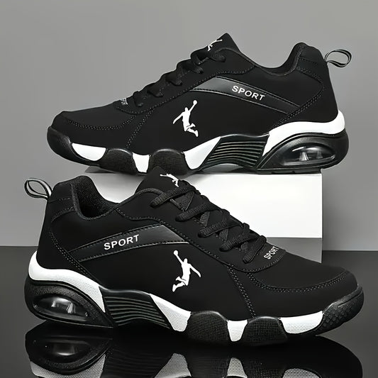 The Air Cushion Casual Sneakers Are Designed to Keep Your Feet Warm, Featuring a Thick And Comfortable PU Upper with a Geometric Pattern. Available in a Black And White Color Scheme, They Are Perfect for Outdoor Running, Casual Wear