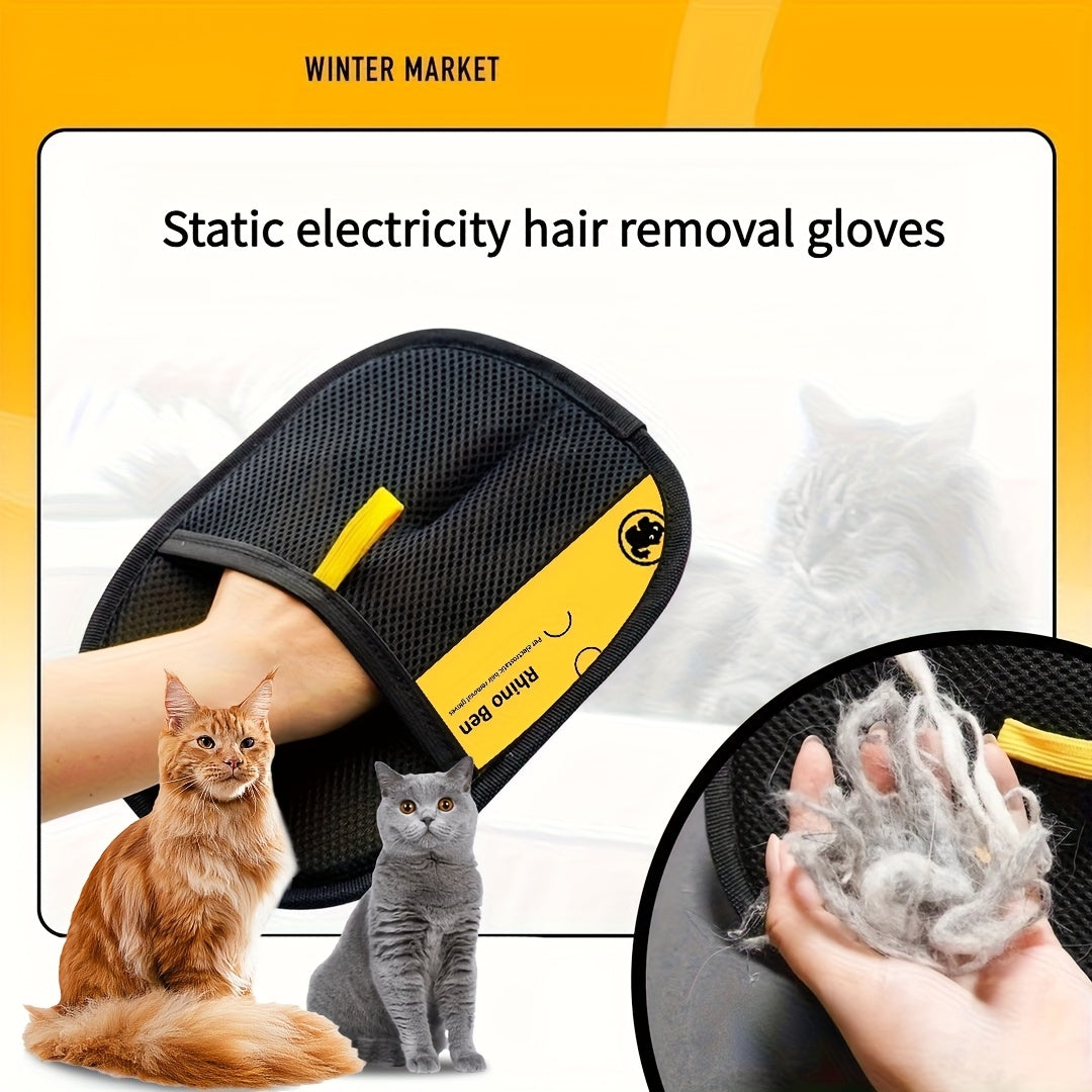 Pet hair removal gloves, cat hair cleaner, cat hair removal tool, cat grooming gloves, hair removal brush, lint remover, double-sided dog hair brush.