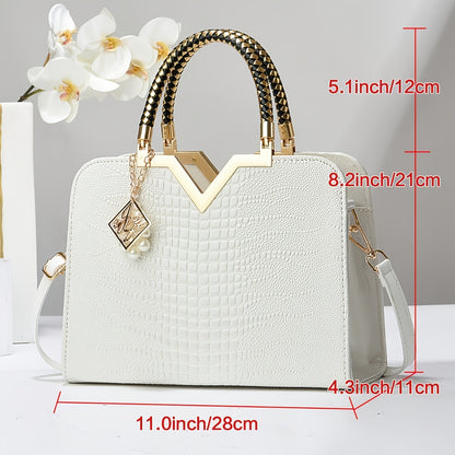 New Women's Crossbody Bag, High-End Patent Leather Stone Pattern Crossbody Bag