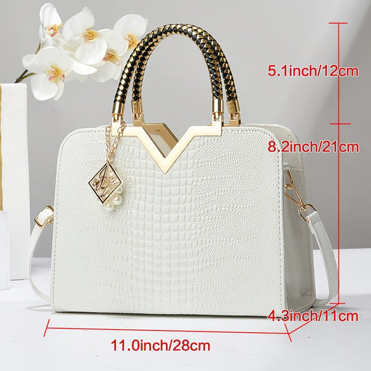 New Women's Crossbody Bag, High-End Patent Leather Stone Pattern Crossbody Bag