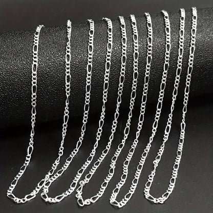 5pcs Silver-plated Plated Link Chain Necklaces with Lobster Clasps - 16-30 Inch Versatile Jewelry Making Chains for Fashion Accessories, Fashion Jewelry Making|Textured Metal Chains|Durable Metal Chains, Jewelry Making Supplies