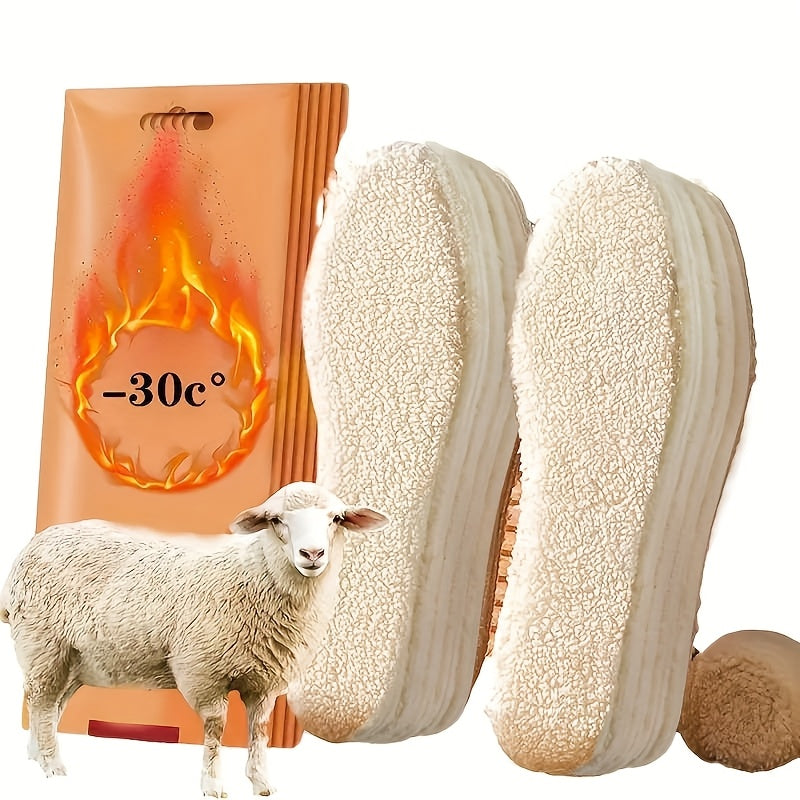 Autumn And Winter Cold-Resistant Heating Lamb Velvet Warm Insoles, Unisex Winter And Velvet Integrated Fleece-Lined Thickened Bottom, Anti-Odor And Breathable Insoles