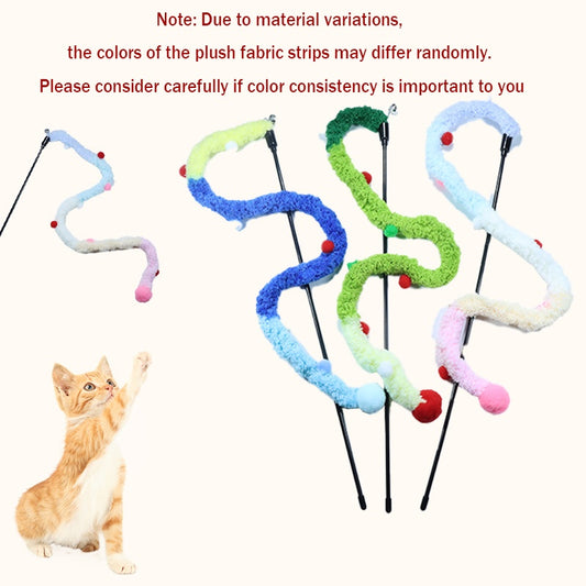 Pawsitively Engaging Cat Toy - Plush Wiggly Wand with Teasing Stick for Kitten Playtime Adventures - Interactive Fun and Exercise Bonding Toy for Pets