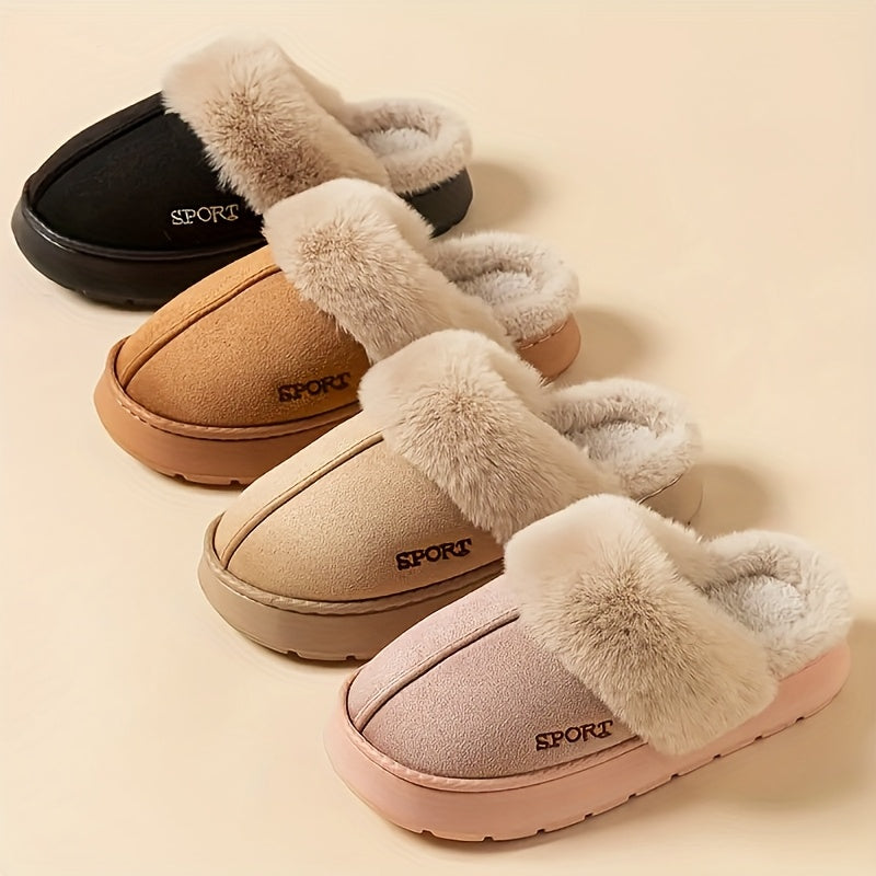 Women'S Comfortable Plush-Lined Slippers | Winter Indoor/Outdoor Warm Slip-On Shoes with EVA Sole, Casual Style, Perfect Gift for Couples, Women Shoes