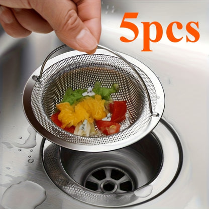 1-6pcs Stainless Steel Sink Strainer with Handle - Rust-Resistant Mesh Design, Suitable for Kitchen and Bathroom Sinks, Easy to Prevent Clogging, Perfect for Draining Fruits and Vegetables