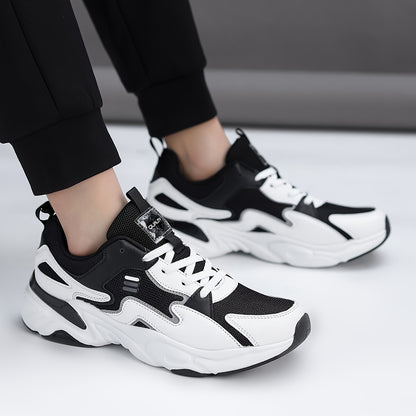 New Men's Casual Shoes, Breathable Trendy Design, Thick-Soled Sneakers with Laces, Lightweight, Versatile, Fashionable, Suitable for Outdoor, Casual, Daily Wear, Running, Sports, and Everyday Comfort