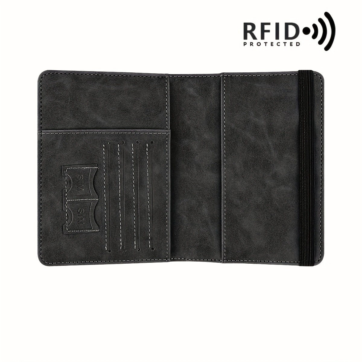 1pc RFID Passport Holder | Thin Retro PU Multi-Function Wallet, Travel Passport Bag, Light Grey with