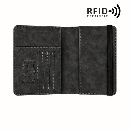 1pc RFID Passport Holder | Thin Retro PU Multi-Function Wallet, Travel Passport Bag, Light Grey with