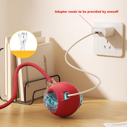 1 MIAOQUANJI Electric Cat Toy Ball with Tail Rope - USB-Rechargeable Self-Moving Rolling Robot Mouse for Indoor Exercise, for Kittens & Cats (USB,) - Interactive Hunting Game for Breeds/Sizes