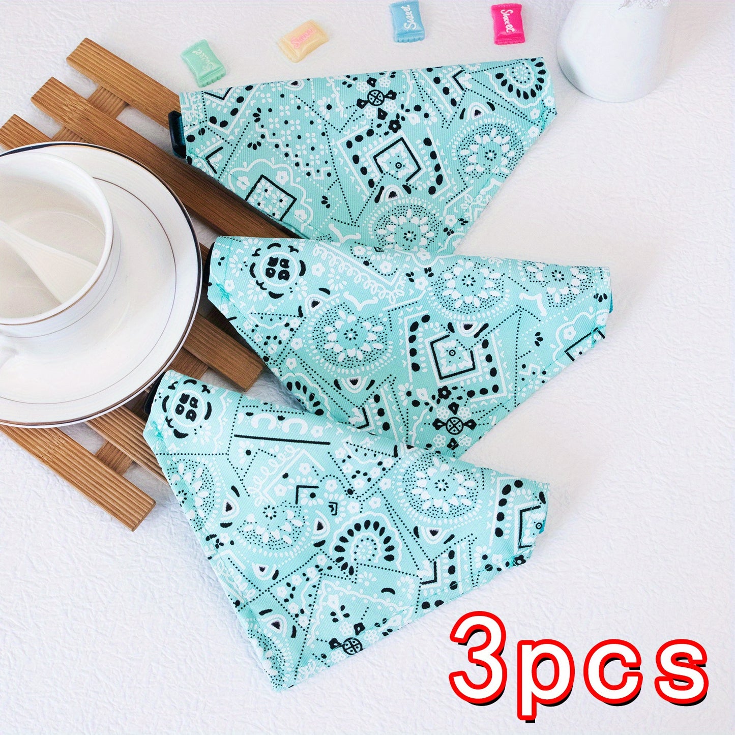 Adorable Floral Print Pet Bandana - Stylish Accessory for Tiny Paws (Under 15lbs) - Breathable & Easy to Wear