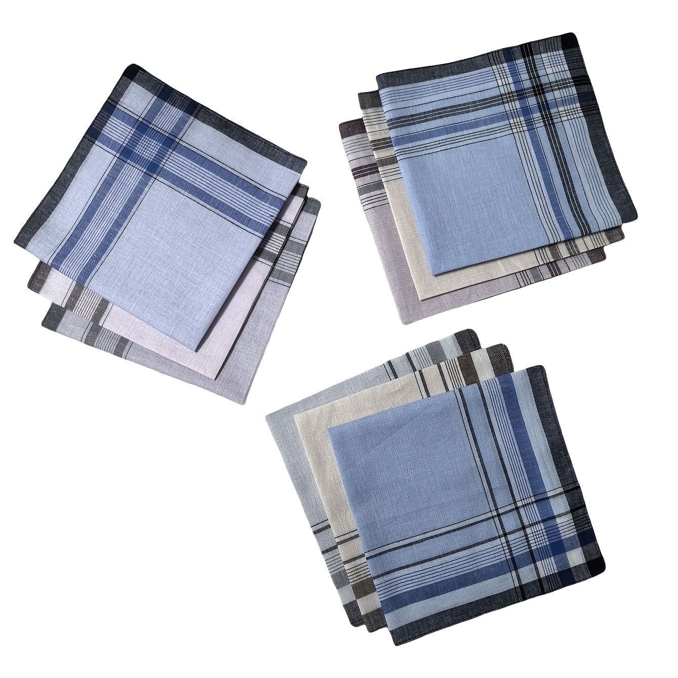9pcs Cotton Handkerchief Retro Man's Handkerchief 14.9 Inches, Ideal choice for Gifts