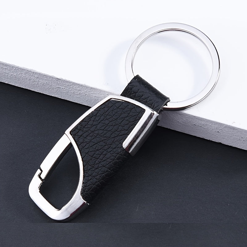 [Creative Keychain] Creative Simple Men's Car Keychain | Metal Keychain Faux Leather Keyring Waist Hanging Door Lock Keychain Car Key Gift