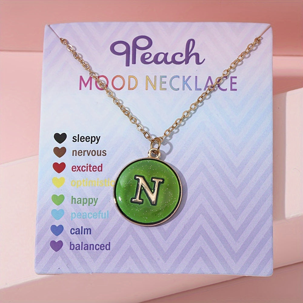 1pc of Temperature-Sensitive Color-Changing Letter Pendant Novelty Oil Drop Necklace (Color Changes with Temperature)