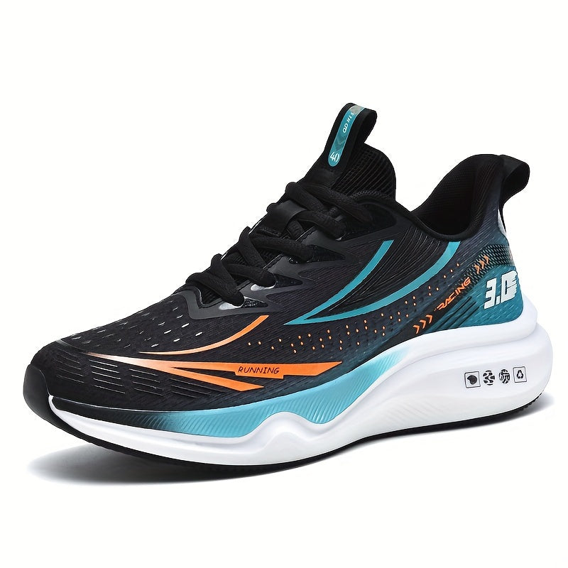 Men's Breathable Mesh Running Shoes - Casual Athletic Sneakers with Striped Design, Lace-Up, Perfect for Spring/Summer/Fall