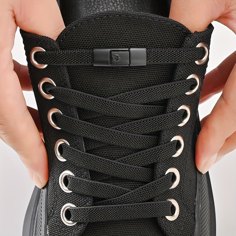 [Elastic Shoelaces Set] 2pcs Elastic Shoelaces & 2pcs Buckles, 1 Pair Free-Tie Shoelaces Set for Sneakers Canvas Shoes