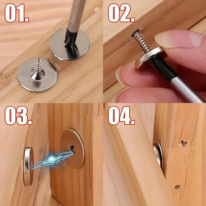 18/12/6pcs Metal Magnetic Catch for Cabinet Door Hidden Closing - Suitable for Various Materials, Kitchen Glass Doors, and Furniture Cabinets