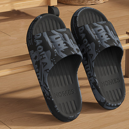 Men's Printed Slippers, Fashionable and Trendy, Japanese and Korean Style, Suitable for Indoor Home Use, Bathroom Shower, and Outdoor Wear for Beach and Swimming