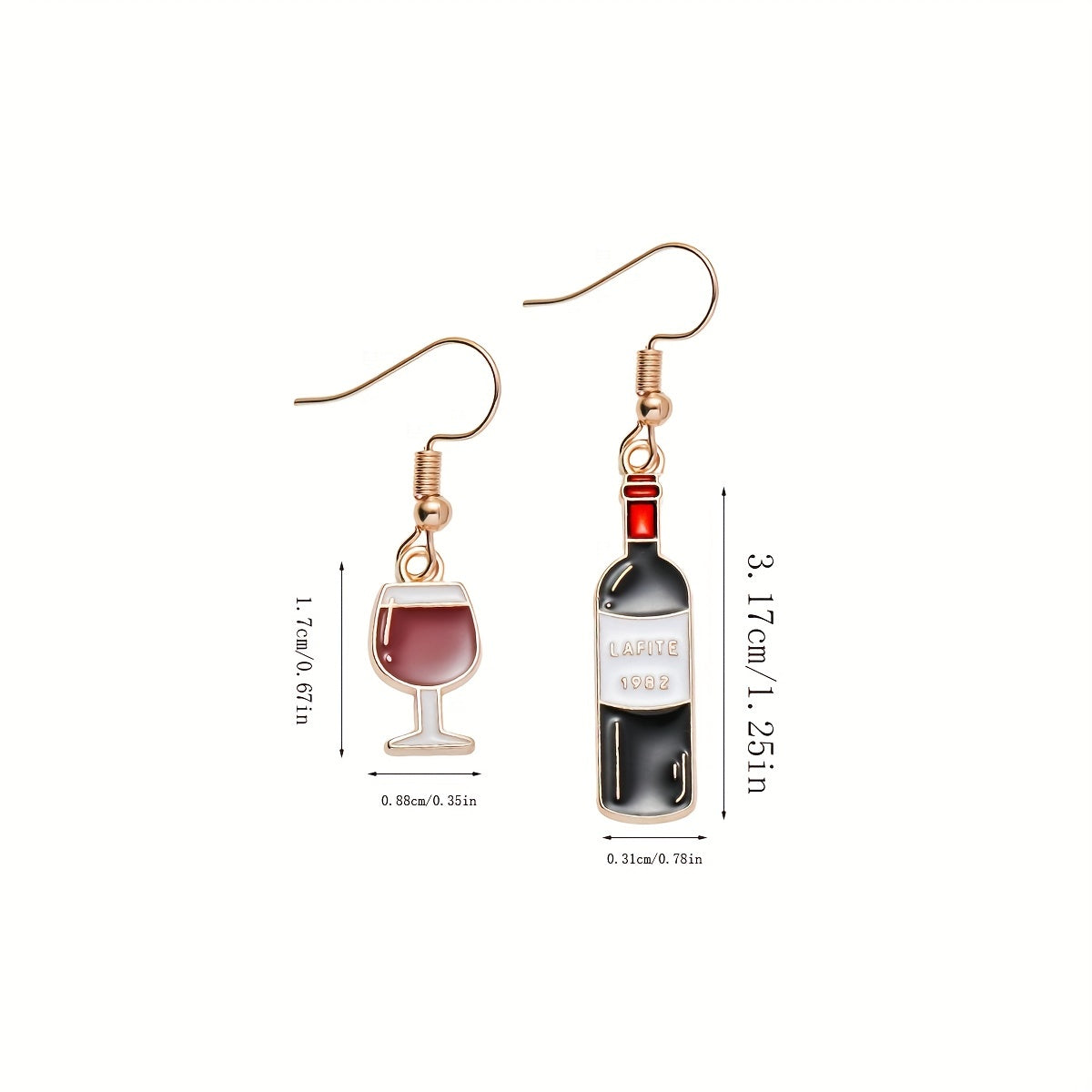 Asymmetry Red Wine Bottle Cup Dangle Drop Earrings For Women Statement Jewelry Gifts