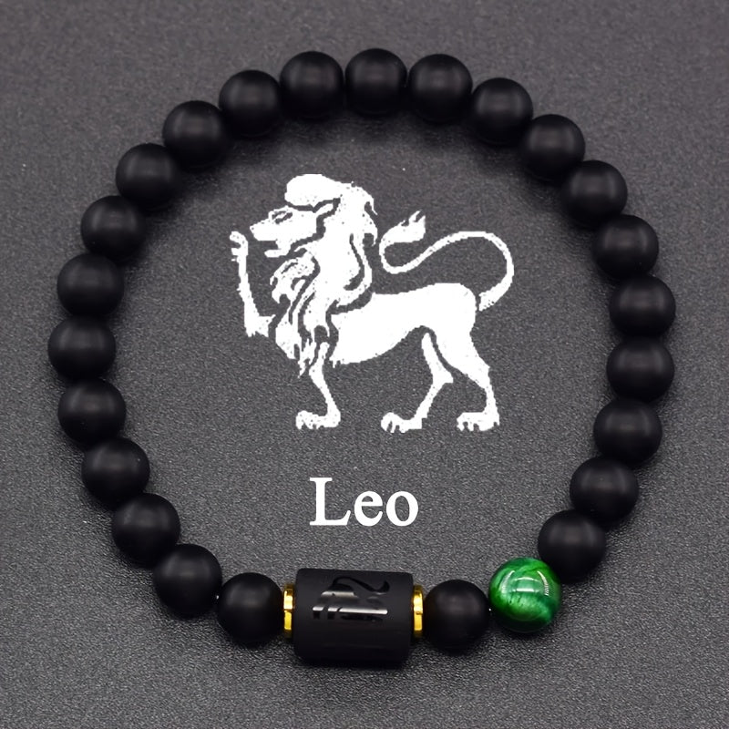 [Zodiac Stones Bracelet] Natural Stones Elastic Bracelet | Representing The 12 Zodiac Signs, Featuring a Card Design for Couples, Perfect As a Valentine's Day Or Birthday Gift for Partners And Friends