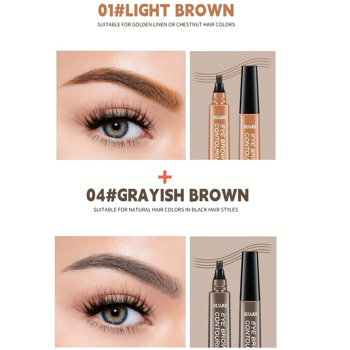 Water-Resistant Eyebrow Pen, Microblading Pencil Featuring a Four-Pronged Tip for Naturally Styled Brows (Available in Five Shades)