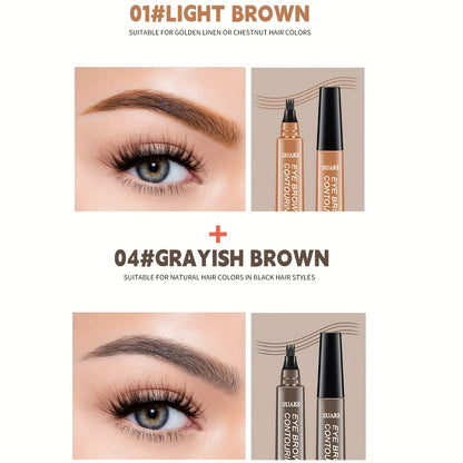 Water-Resistant Eyebrow Pen, Microblading Pencil Featuring a Four-Pronged Tip for Naturally Styled Brows (Available in Five Shades)