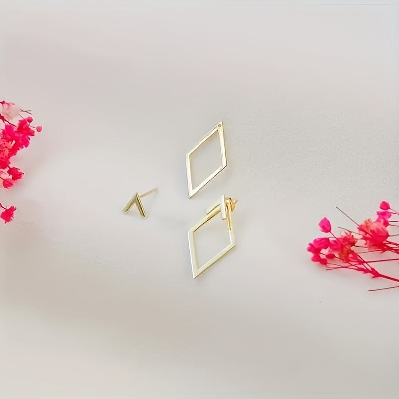 Hollow Women's Earrings, Uniquely Shaped, A Pair of Hollow Metal Pieces Front and Back