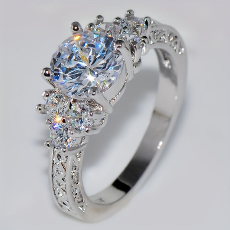 Exquisite Fashion Silvery Color Engagement Rings for Women Fashion White Ring Anniversary Bridal Wedding Jewelry