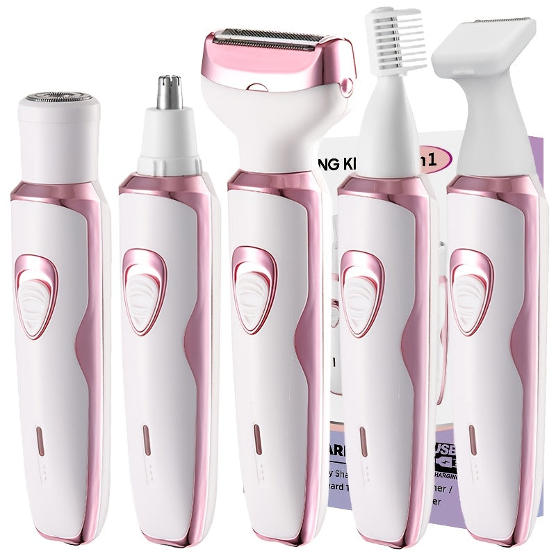 Rechargeable Electric Razor For Women - Lady Electric Shaver For Face, Nose, Legs And Underarm, Bikini Trimmer For Women Painless, Hair Razor Rechargeable & Portable Grooming Kit