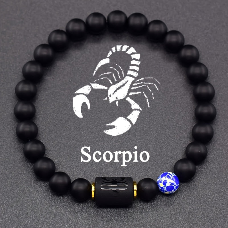 [Zodiac Stones Bracelet] Natural Stones Elastic Bracelet | Representing The 12 Zodiac Signs, Featuring a Card Design for Couples, Perfect As a Valentine's Day Or Birthday Gift for Partners And Friends