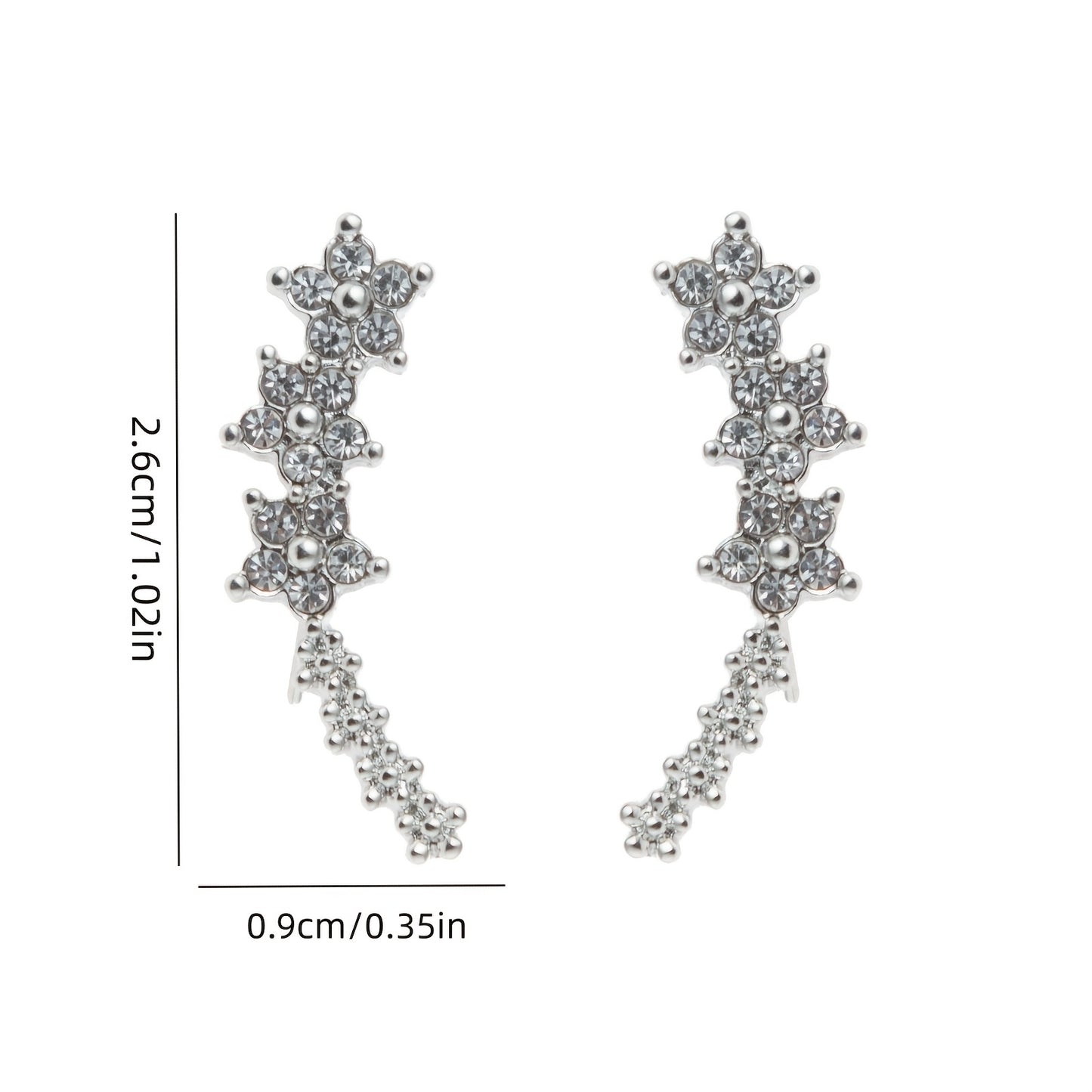 A Pair of Elegant And Luxurious Flower-Shaped Earrings Adorned with Rhinestones, Perfect for Women'S Weddings And Suitable for Daily Gatherings, Parties, And Vacations. an Ideal Gift for Birthdays And Valentine'S Day
