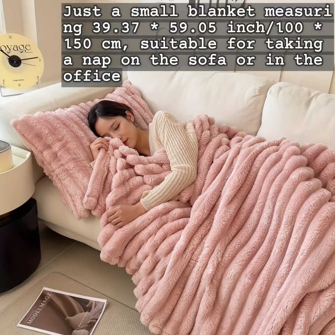 Gdan Rhinoceros Luxurious Faux Rabbit Fur Throw Blanket Suitable for Couch, Bed, Office & Travel - Soft Warm Cozy Striped Blanket, Contemporary Bedspread, Hand Washable, Ideal Christmas Gift & All-Season Use (Multicolor)
