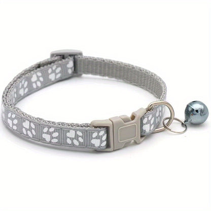 Pet Sticker Cloth Collar Dog Cat Collar Single Footprint Paw Print Bell Collar Cat Buckle Collar Burst Money Ring