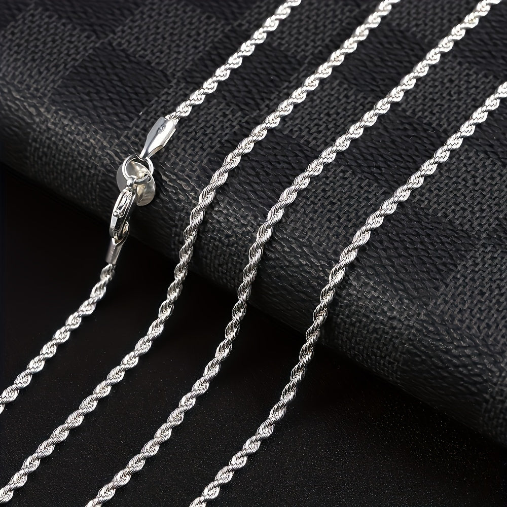A Stunning Silvery Twisted Rope Chain Necklace - Perfect for Women'S Jewelry, Suitable for Women And Girls, Ideal for Valentine'S Day Gifts, And Great for Weddings And Parties ( Necklace) 16"-30"