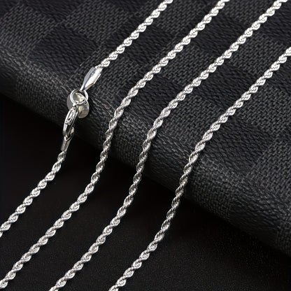 A Stunning Silvery Twisted Rope Chain Necklace - Perfect for Women'S Jewelry, Suitable for Women And Girls, Ideal for Valentine'S Day Gifts, And Great for Weddings And Parties ( Necklace) 16"-30"