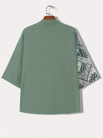 2023 Summer New Men's Japanese Letter Graphic and Paisley Print Sleeveless Shirt