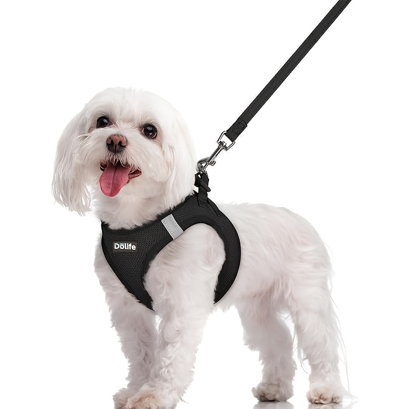 [Dog Harness & Leash] Step-In Dog Harness And Leash Set, All-Weather Breathable Mesh, Reflective, Soft And Lightweight Pet Vest, Suitable for Small Dogs And Puppies, Without Battery