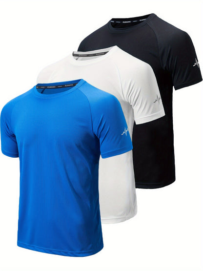 3pcs Compression Shirts Men Short Sleeve Athletic Moisture Wicking Baselayer Undershirt Gear Tshirt for Sports Workout