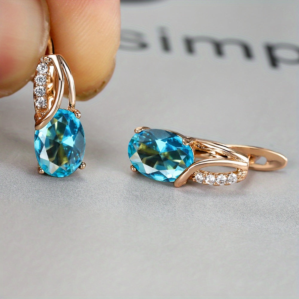 [Synthetic Zirconia Earrings] Vintage Synthetic Zirconia Earrings, Elegant Oval Cut Bridal Wedding Jewelry Gifts