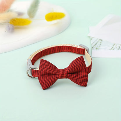 [Holiday Cat Collar] 1pc Adjustable Plaid Cat Collar with Bow Tie | Perfect for Holiday Dress Up and Everyday Wear