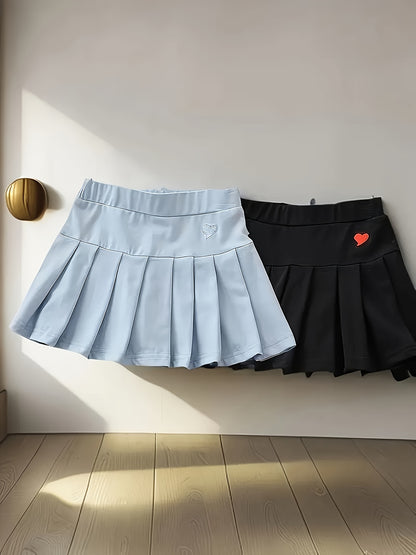 2 Girls Casual Skirt Pants with Secure Elastic Waistband - Machine Washable Solid Color Skirt Pants for Toddlers And Children, Breathable Summer Set