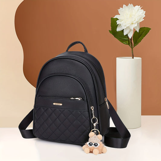 [Women'S Backpacks]High-Quality PU Quilted Mini Backpack | Three-Layer Zipper Closure · Large Capacity And Portable | Adjustable Shoulder Straps | Easy And Compact Urban Style | Suitable for Travel, Commuting, Campus