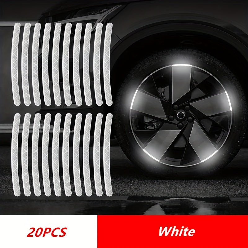 20pcs Wheel Enhance Visibility And Safety At Night - Green And Silvery Tire Warning Stickers for Motorcycles And Vehicles