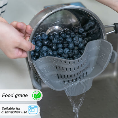 [ABERZEY Clip-On Strainer] ABERZEY 1pc Clip-On Strainer for Pots & Pans | Durable Plastic Kitchen Colander for Easy Drainage & Compact Design | Pasta, Meat, Vegetables, Fruits Strainer