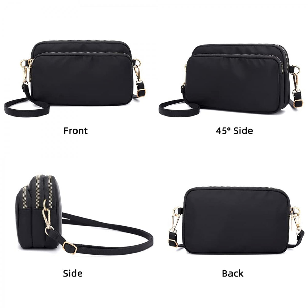 Women'Small Crossbody Bag Fashionable Three-Layer Zip Up Shoulder Purses for Daily Use Travel and Commuting