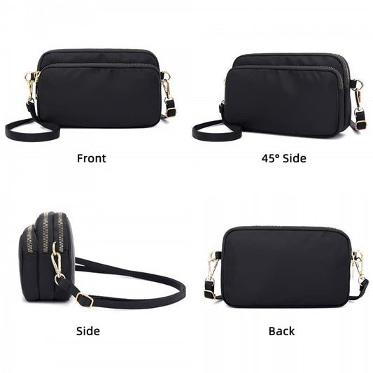 Women'Small Crossbody Bag Fashionable Three-Layer Zip Up Shoulder Purses for Daily Use Travel and Commuting