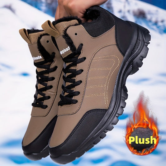 Men's Snow Boots for Autumn and Winter, -Lined Warm High-Top Shoes, Outdoor Snow Sneakers, Slip- and Durable Hiking Shoes, Lightweight Soft-Sole Daily Casual Shoes, High Quality Men's Shoes for Sub-Zero Temperatures, Ideal for Hiking, Camping, and