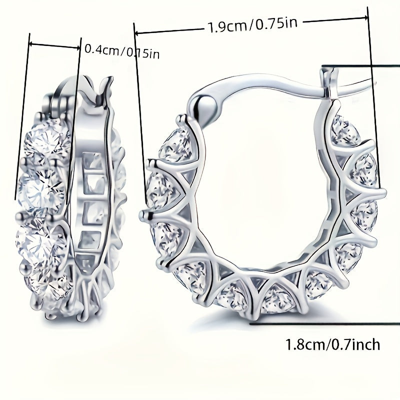 [Zirconia Hoop Earrings] Elegant Zirconia Inlaid Circular Hoop Earrings for Women, Perfect for Engagement Parties, Daily Wear, And Stylish Jewelry